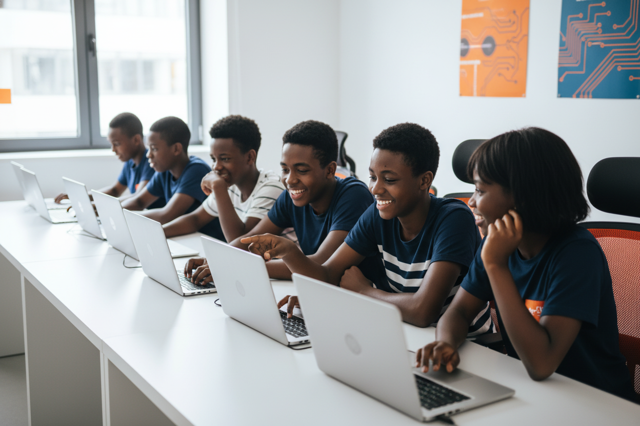 Young Africans learning coding